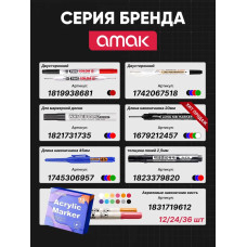 Маркер строительный перманентный, с длинным наконечником 20мм / 4шт